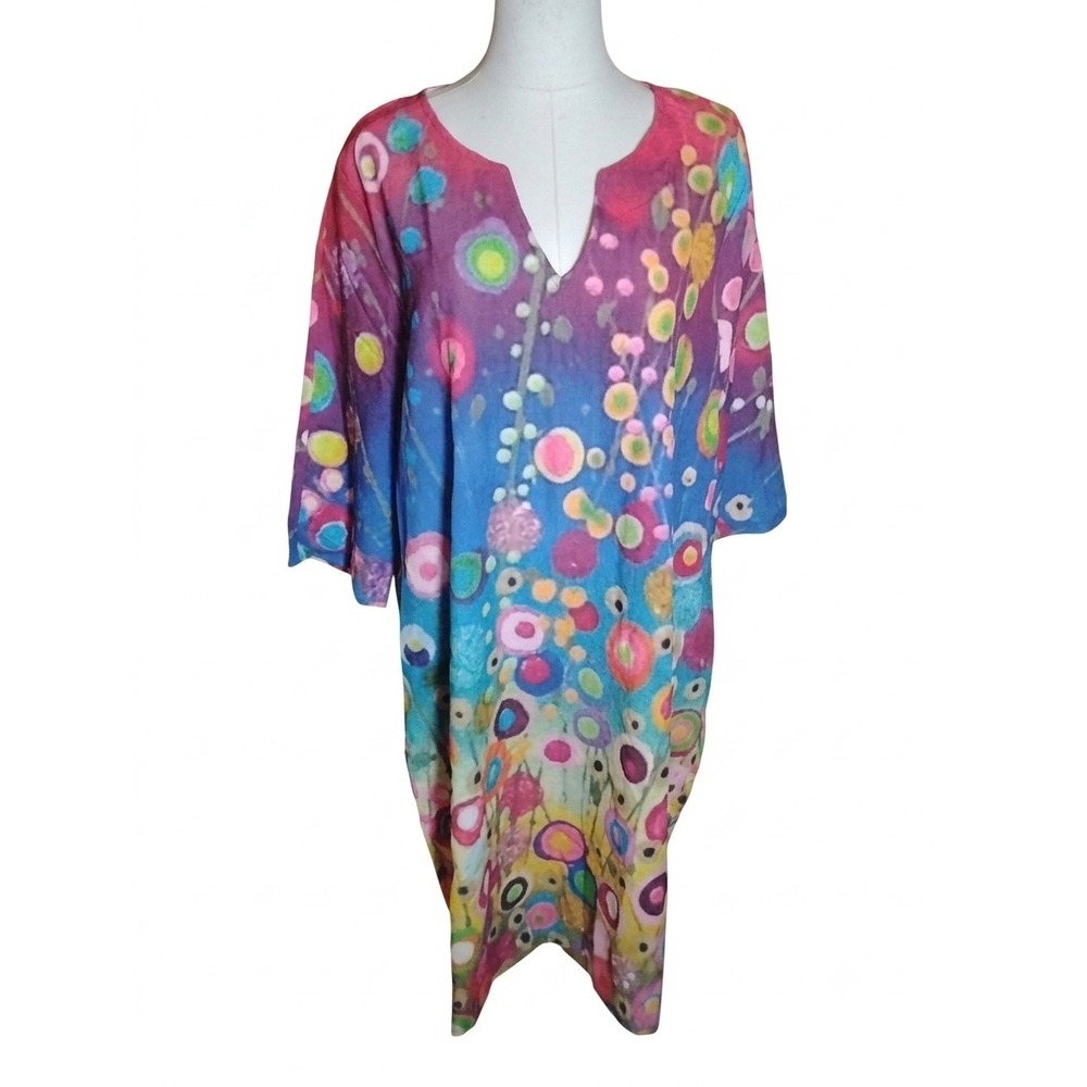 Multicolor Abstract Midi Dress Size 2X